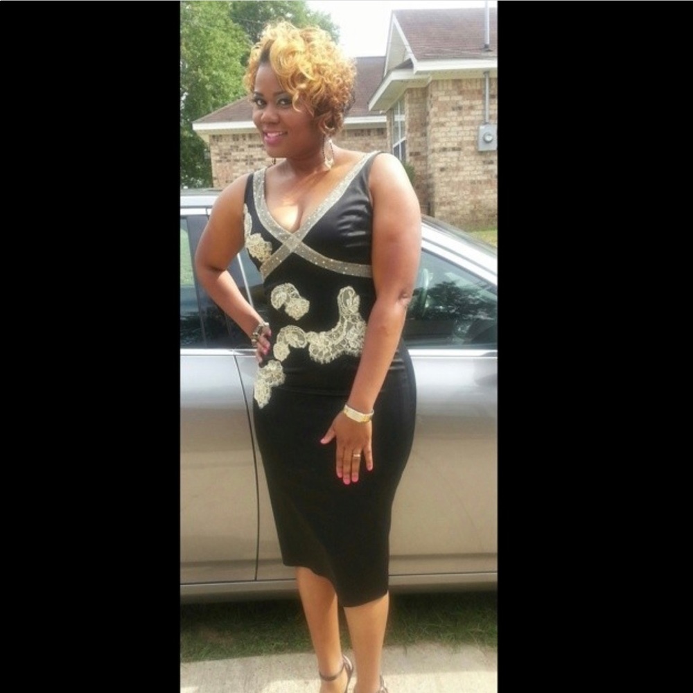 Black, size 8, satin dress